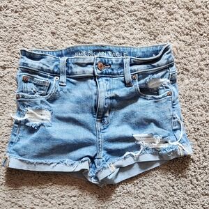 American Eagle Outfitters Blue Distressed Jean Shorts